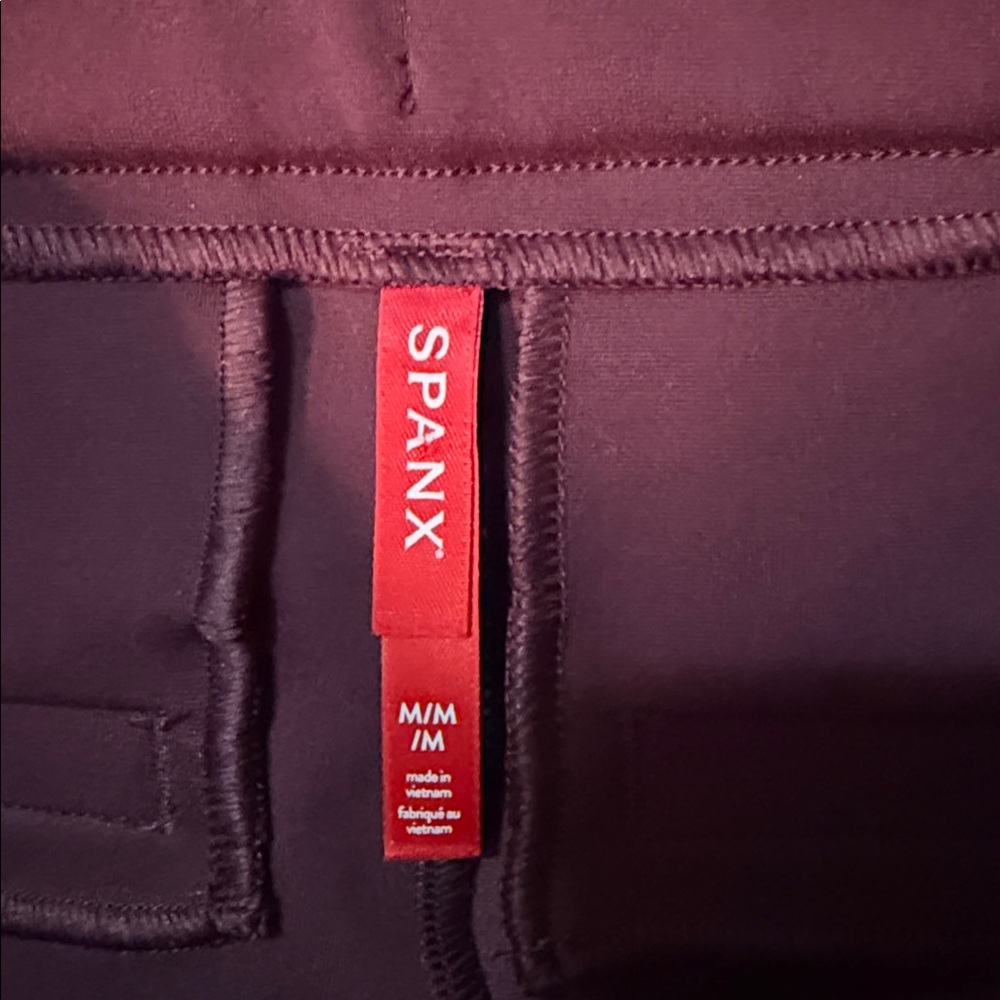 SPANX Women's Deep Burgundy Stretch Trousers Leggings M - Picture 2 of 4